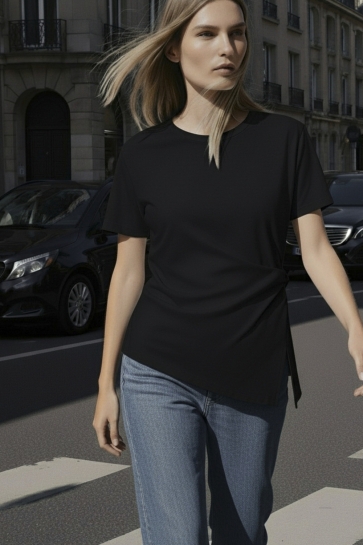 Hype Drop T-shirt HDMADISON DRAPED SS TEE 32000038 BLACK