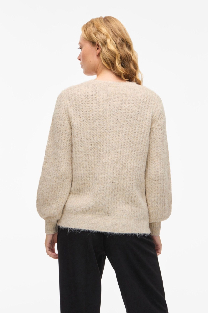 Vila ecru dames vest | Model achteraanzicht