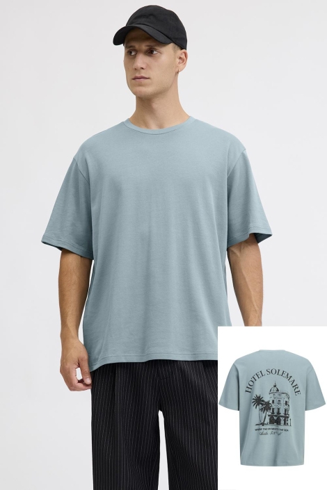 Jack & Jones blauwe heren t-shirt | Model vooraanzicht