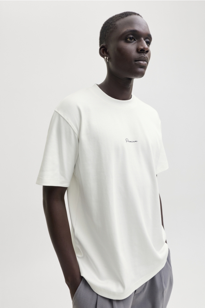 Jack & Jones witte heren t-shirt | Model zijaanzicht