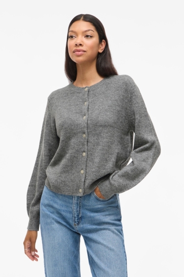 Vila Vest VIGLADYS O-NECK L/S KNIT CARDIGAN/T 14112178 Medium Grey Melange