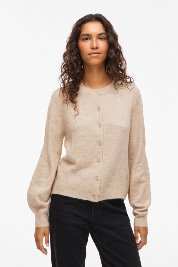 Vila Vest VIGLADYS O-NECK L/S KNIT CARDIGAN/T 14112178 Super Light Natural Melange