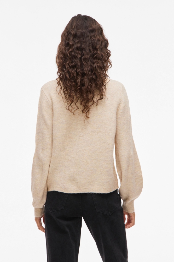 Vila beige dames vest | Model achteraanzicht