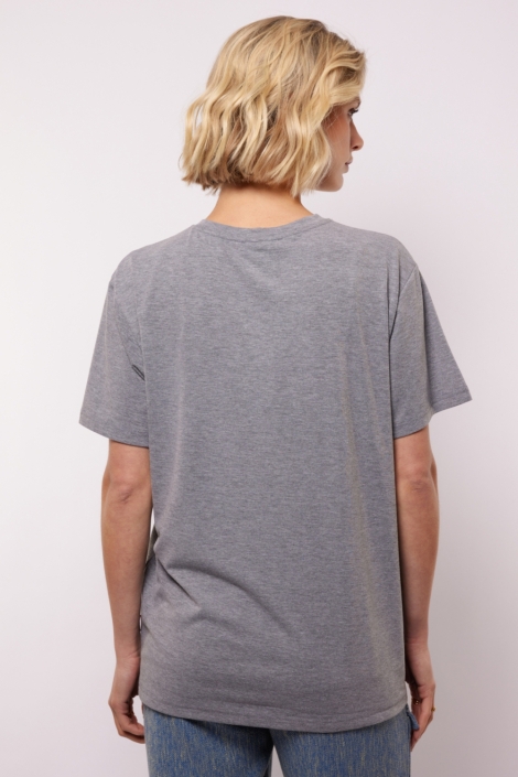 Fluresk grijze dames t-shirt | Model achteraanzicht