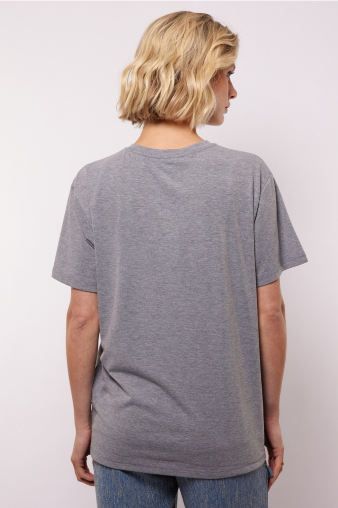 Fluresk grijze dames t-shirt | Model achteraanzicht