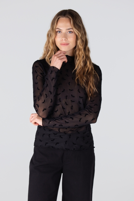 Juffrouw Jansen zwarte dames t-shirt | Model vooraanzicht