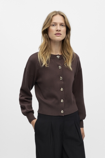 Object OBJBALIA REYNARD L/S RE CARDIGAN E 23048915 SEAL BROWN