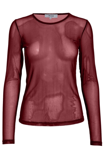Minus T-shirt DAJANA LONG SLEEVE TOP MI6925 4072 CORDOVAN
