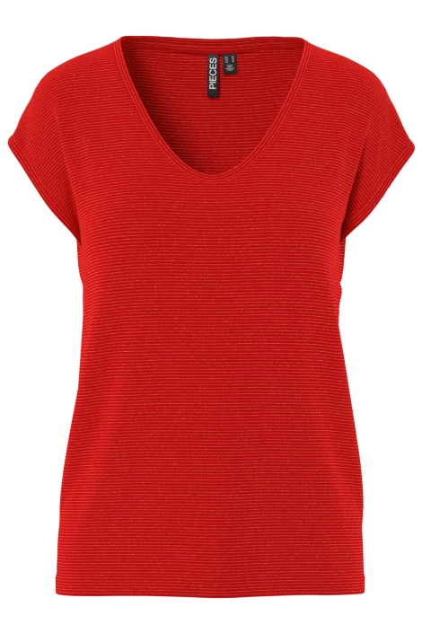 Pieces rode dames t-shirt | Vooraanzicht