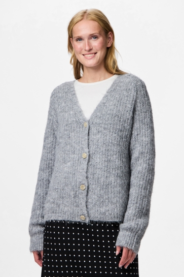 Pieces PCCLEO LS V-NECK KNIT CARDIGAN NOOS 17158926 Medium Grey Melange