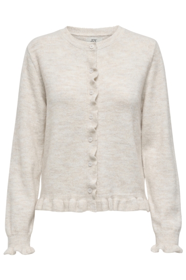 Jacqueline de Yong Vest JDYLETTY L/S ON FRILL CARDIGAN KNT 15363485 BIRCH/MELANGE