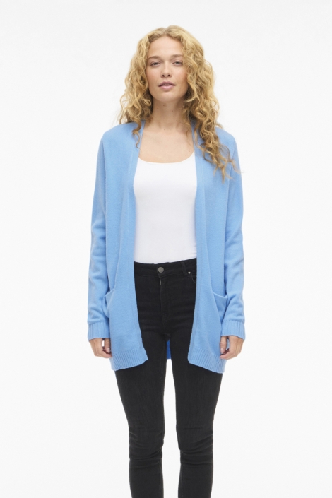 Vila blauwe dames vest | Model vooraanzicht