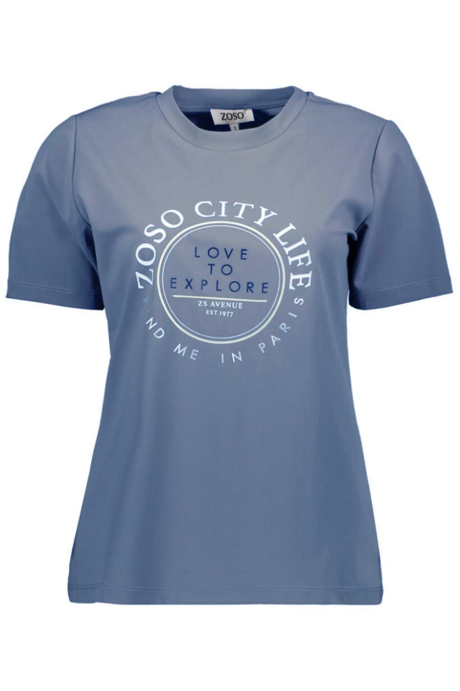 Zoso blauwe dames t-shirt | Vooraanzicht