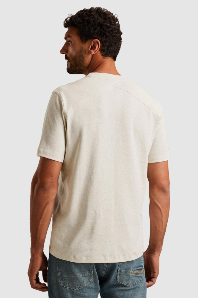 Cast Iron beige heren t-shirt | Model achteraanzicht