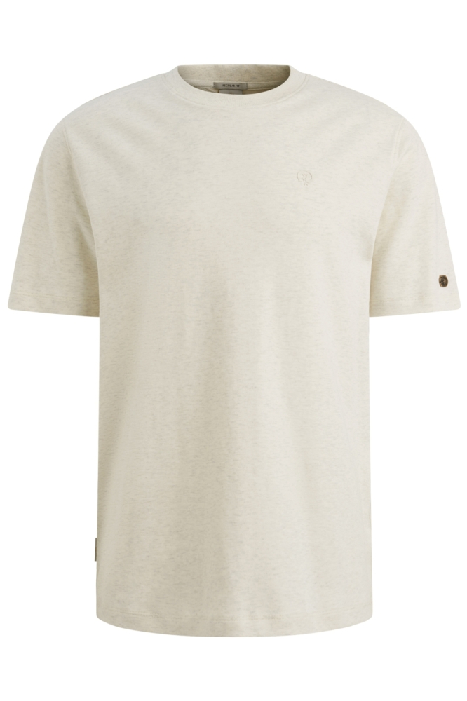 Cast Iron beige heren t-shirt | Vooraanzicht