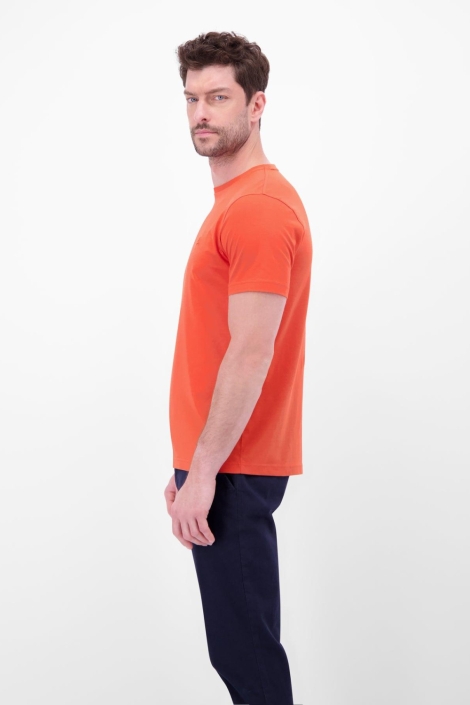 Lerros oranje heren t-shirt | Model zijaanzicht