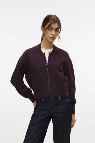 Vero Moda VMHANNA LS O-NECK ZIPPER CARDIGAN B 10331589 WINETASTING