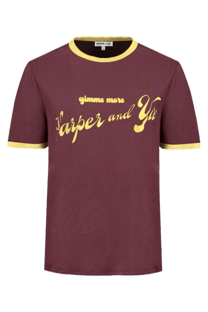 Harper & Yve bordeaux dames t-shirt | Vooraanzicht