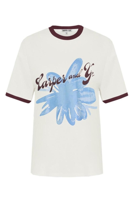 Harper & Yve ecru dames t-shirt | Vooraanzicht
