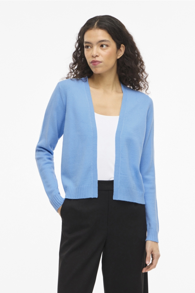 Vila blauwe dames vest | Model vooraanzicht