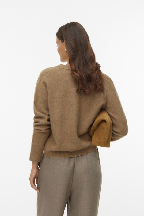 Vero Moda camel dames vest | Model achteraanzicht