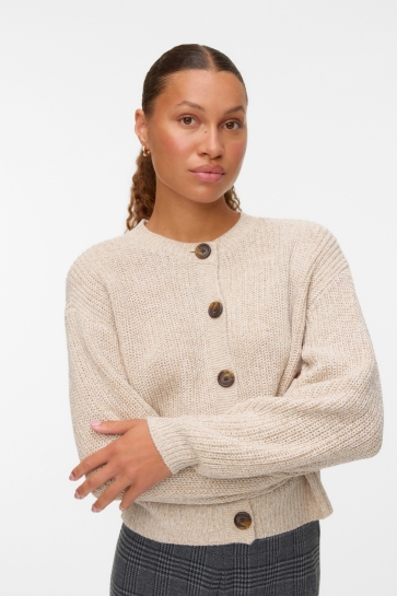 Vero Moda Vest VMLEA LS O-NECK CARDIGAN NOOS 10337797 Moon Rock/W. SILVER