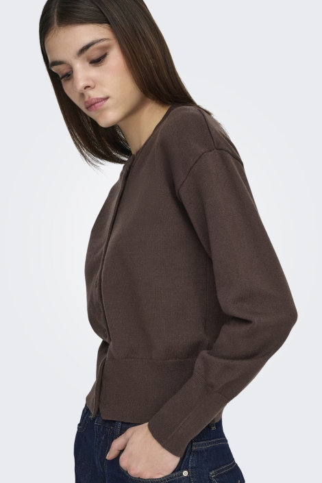 Only bruine dames vest | Model zijaanzicht