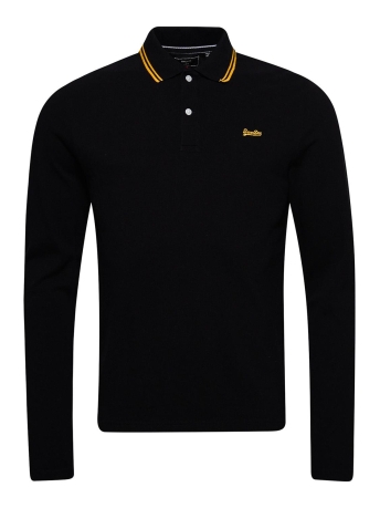 Superdry Polo VINTAGE TIPPED LS POLO M1110306A BLACK UTAH GOLD