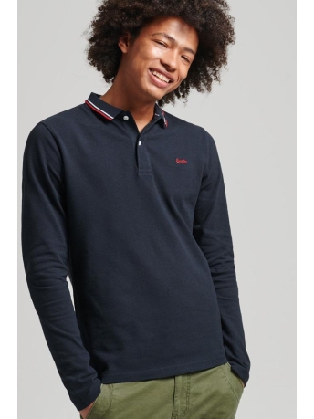 Superdry Polo VINTAGE TIPPED LS POLO M1110306A DARK NAVY RED