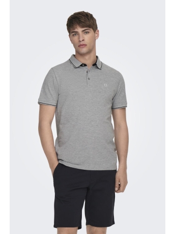 Only & Sons Polo ONSFLETCHER SLIM SS POLO NOOS 22024827 LIGHT GREY MELANGE