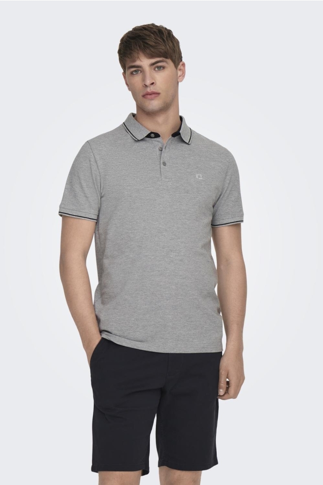 ONSFLETCHER SLIM SS POLO NOOS 22024827 LIGHT GREY MELANGE