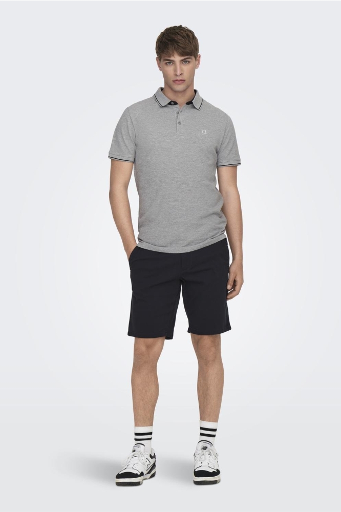 ONSFLETCHER SLIM SS POLO NOOS 22024827 LIGHT GREY MELANGE