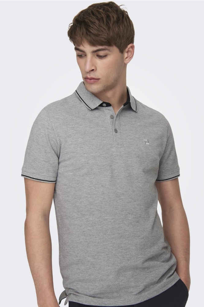 ONSFLETCHER SLIM SS POLO NOOS 22024827 LIGHT GREY MELANGE