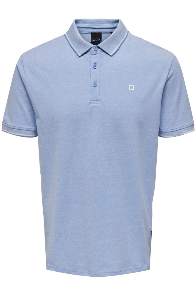 Only & Sons blauwe heren polo | Vooraanzicht