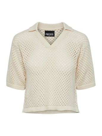 Pieces Trui PCLAYA 2/4 POLO KNIT 17140427 WHITE SMOKE