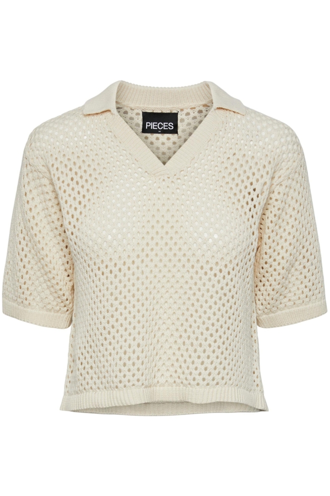 PCLAYA 2/4 POLO KNIT 17140427 WHITE SMOKE