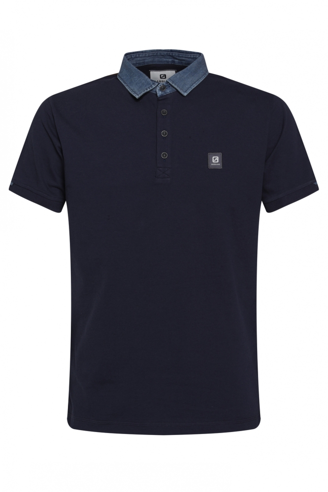 PIQUE POLO MET DENIMKRAAG 233550 301 navy