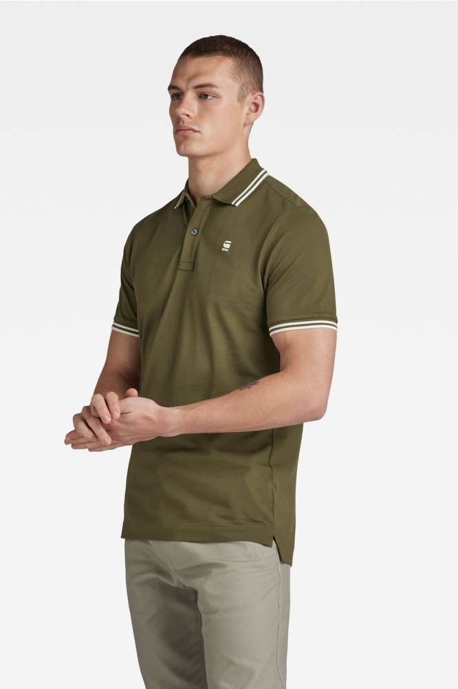 DUNDA SLIM STRIPE POLO SS D17127 5864 Dark Olive