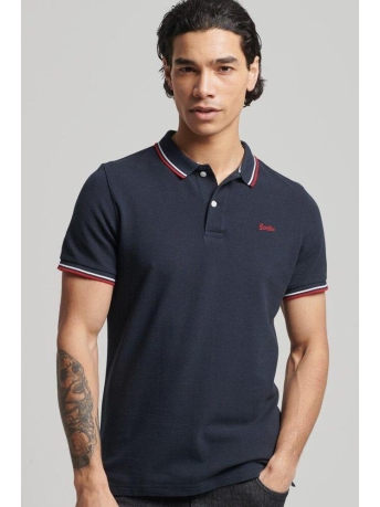 Superdry Polo VINTAGE TIPPED SS POLO M1110344A DARK NAVY RED