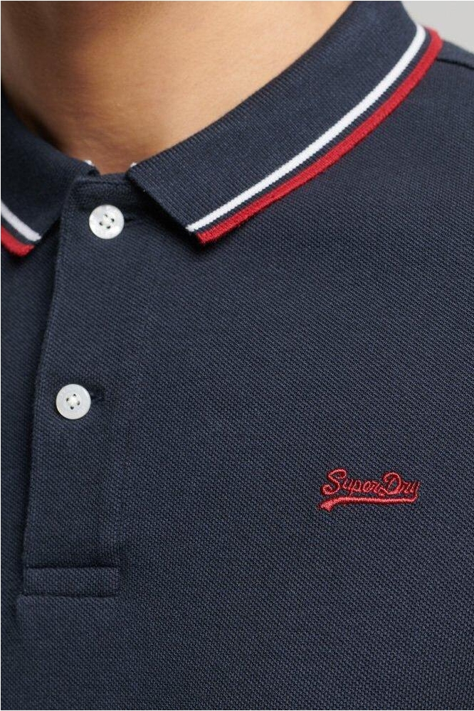 VINTAGE TIPPED SS POLO M1110344A DARK NAVY RED