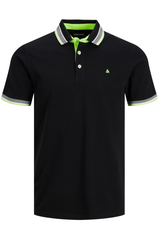 JJEPAULOS POLO SS NOOS 12136668 BLACK/NEON