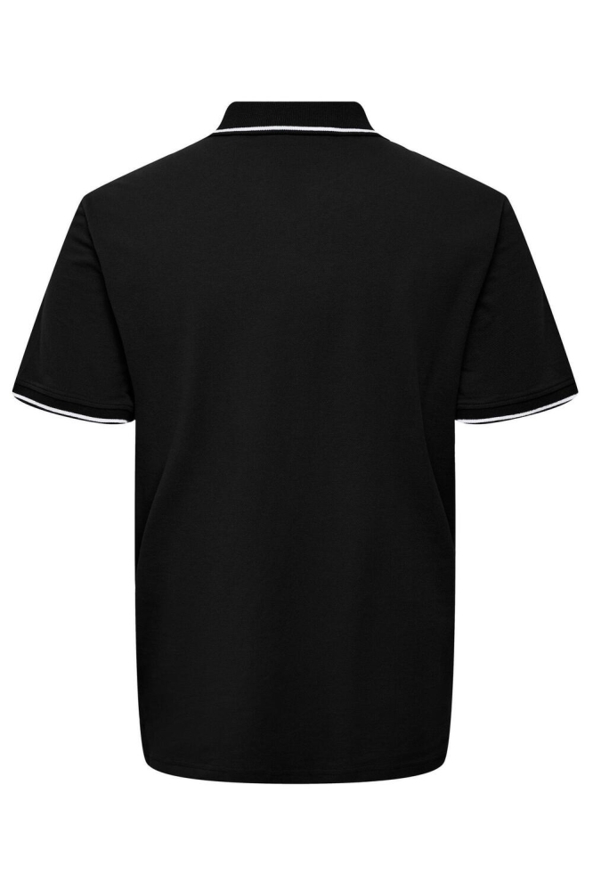 Only & Sons zwarte heren polo | Achteraanzicht