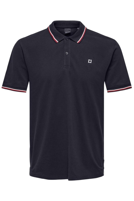 Only & Sons blauwe heren polo | Vooraanzicht