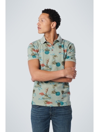 NO-EXCESS Polo POLO PIQUE ALLOVER PRINTED 19370306 155 SMOKE GREEN