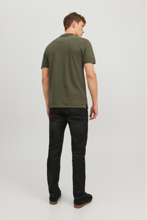 Jack & Jones groene heren polo | Model achteraanzicht