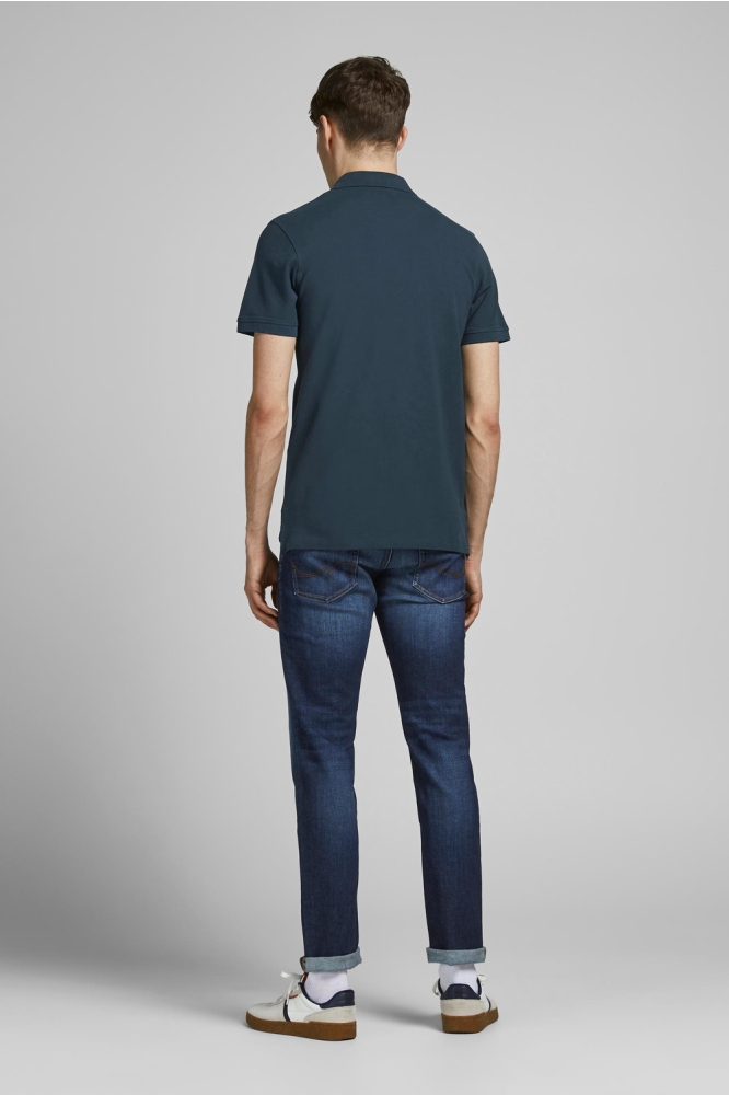 Jack & Jones blauwe heren polo | Model achteraanzicht