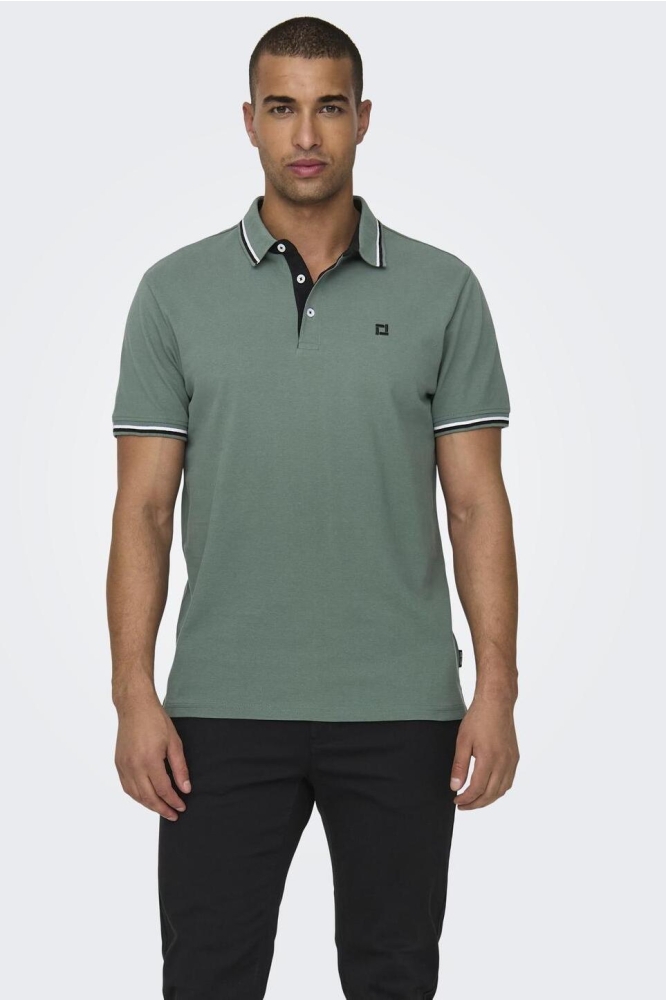 ONSFLETCHER LIFE SLIM SS POLO NOOS 22024827 DARK FOREST