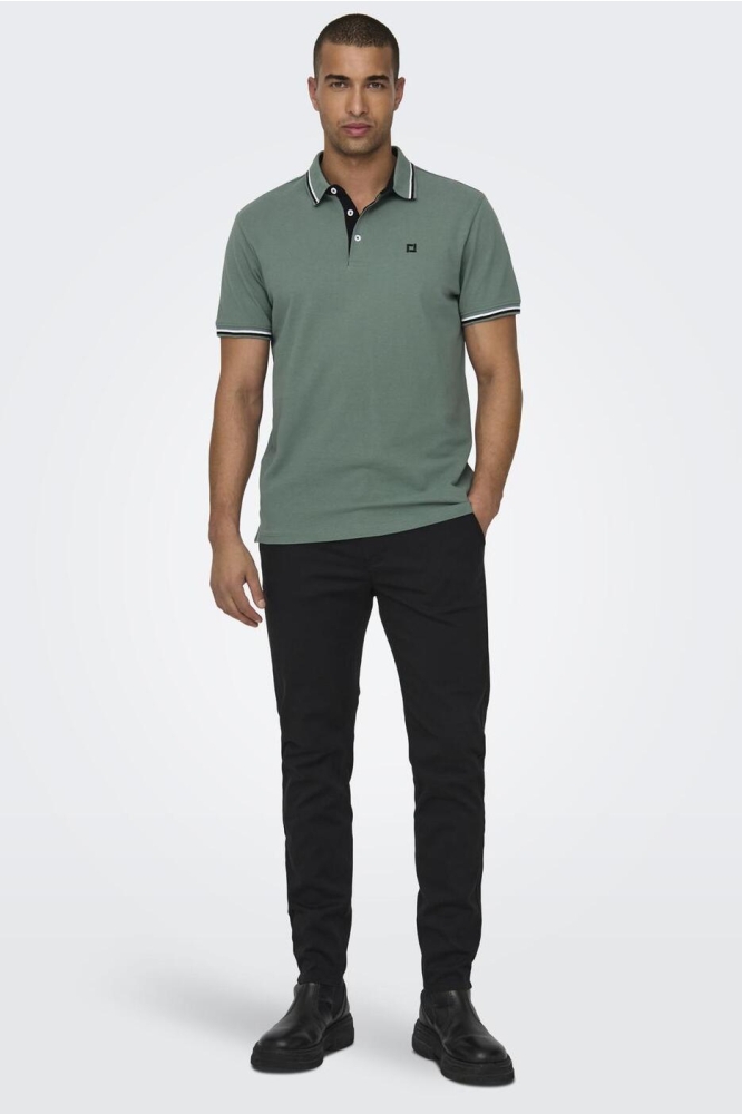 ONSFLETCHER LIFE SLIM SS POLO NOOS 22024827 DARK FOREST