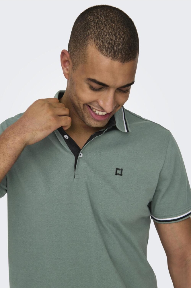 ONSFLETCHER LIFE SLIM SS POLO NOOS 22024827 DARK FOREST