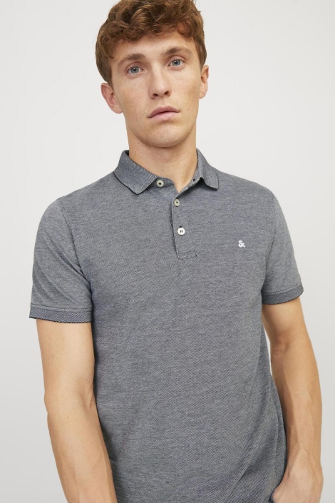 Jack & Jones zwarte heren polo | Model vooraanzicht